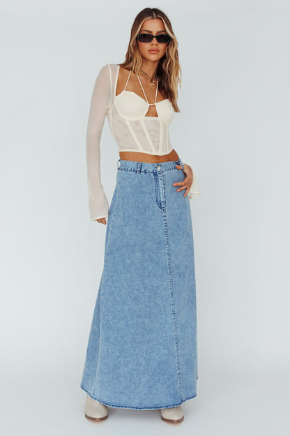 Sera Long Sleeve String Tie Top Milk