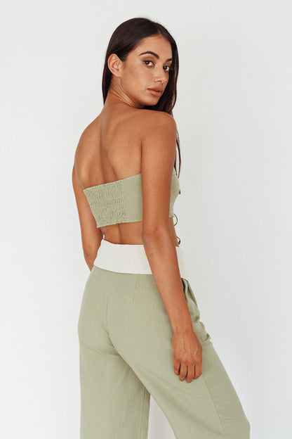East Village Lace-Up Crop Top Sage