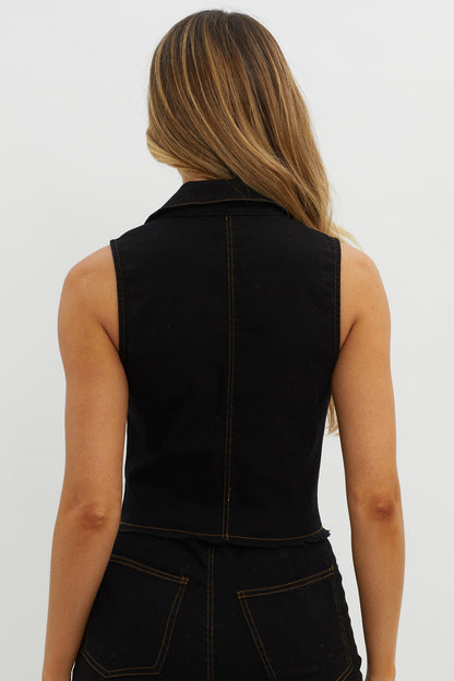Nikia Zip Front Top Black