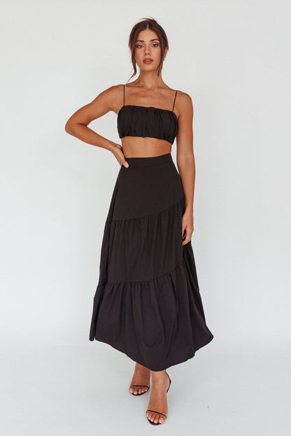 Bondi Gathered Crop Top Black