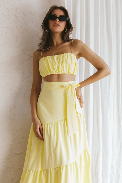 Bondi Gathered Crop Top Lemon