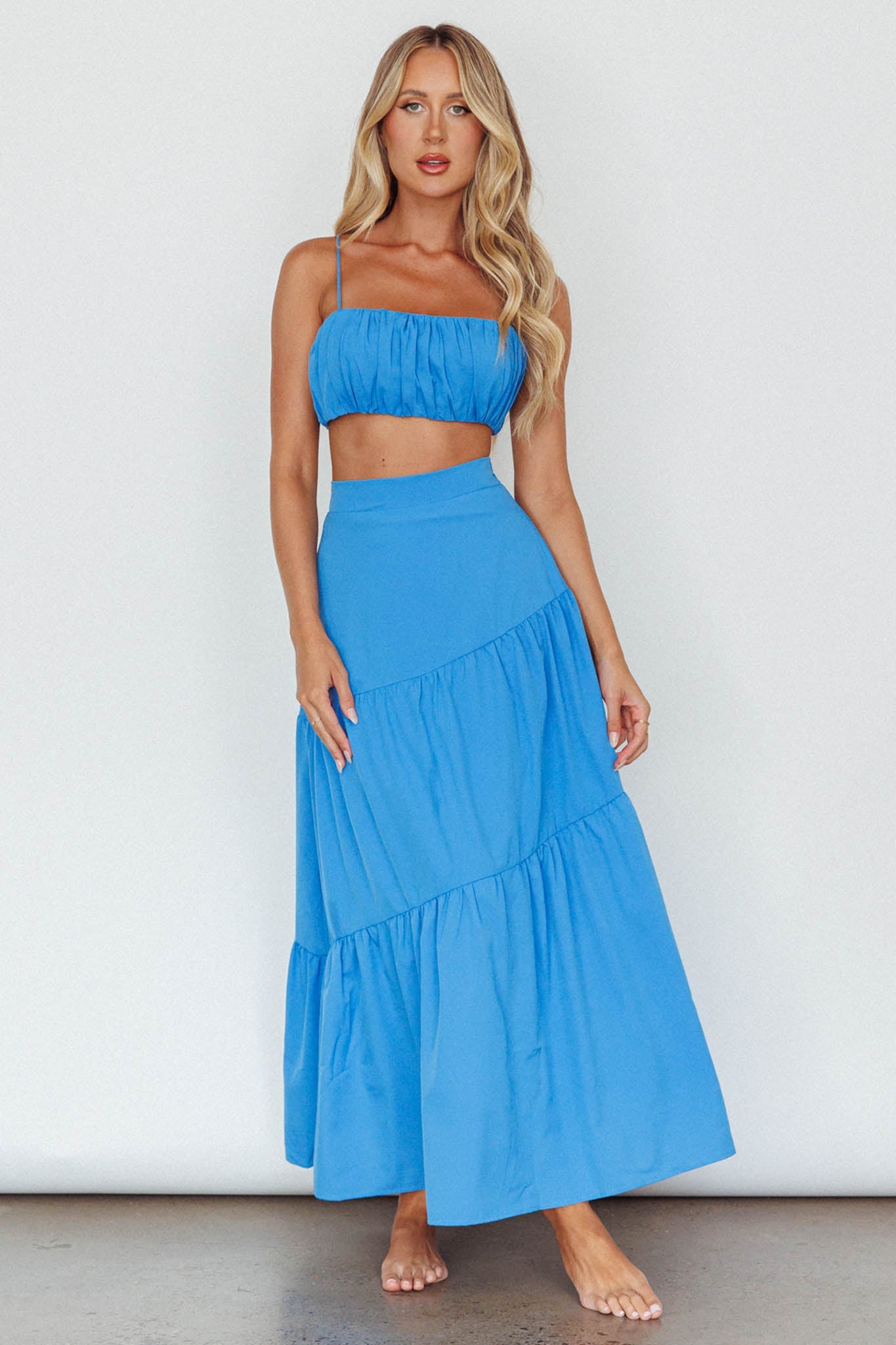 Bondi Gathered Crop Top Sapphire