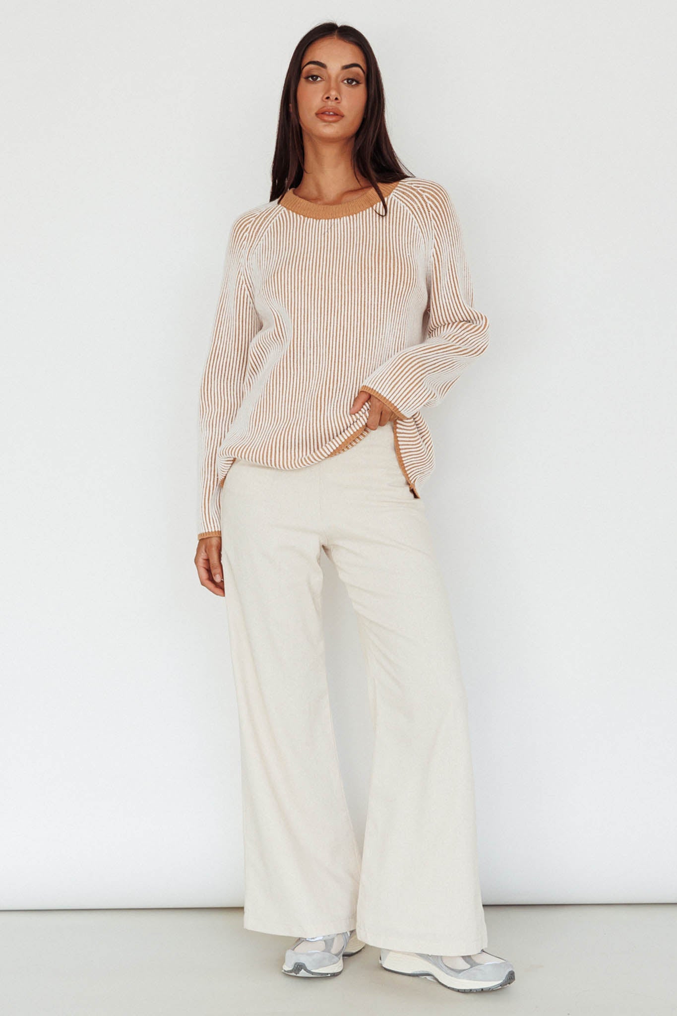 Trafalgur Ribbed Knit Sweater Camel