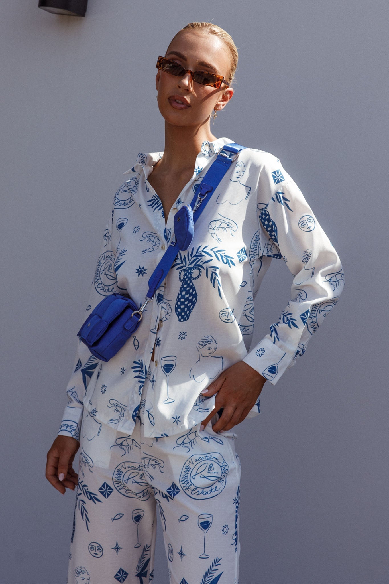Weekend Bliss Long Sleeve Button Shirt White