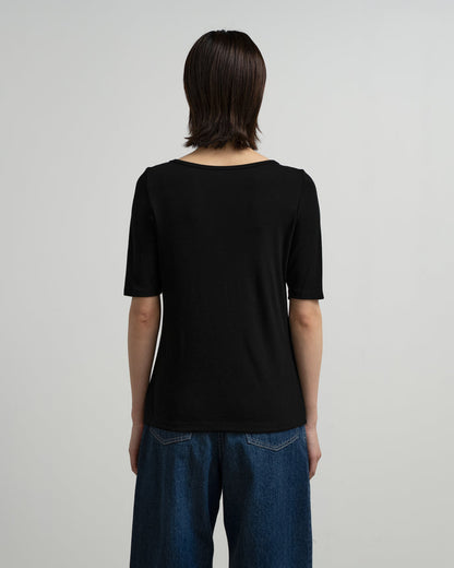 Bamboo Rayon Smooth Boat Neck Tee