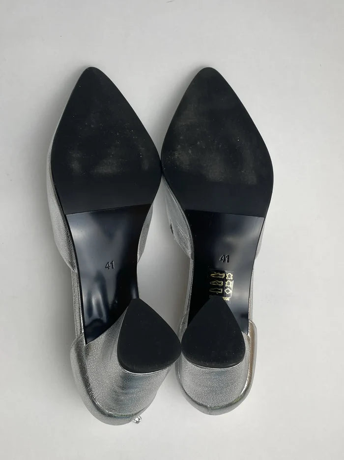Blankens The Riverside Silver-skinnklackar NWOT