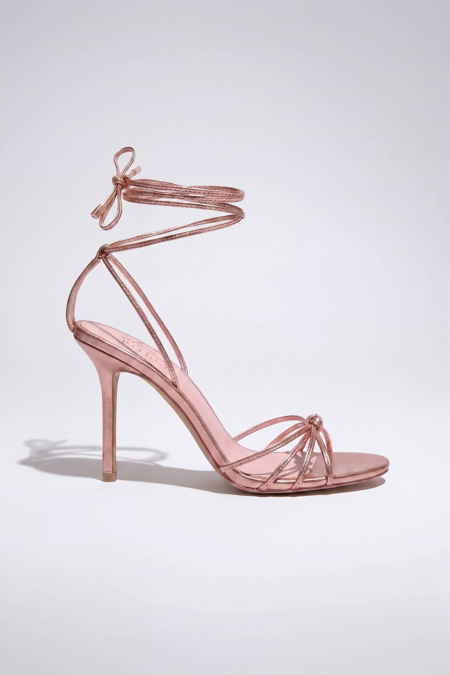 Lace-Up Heeled Sandal in Blush Pink