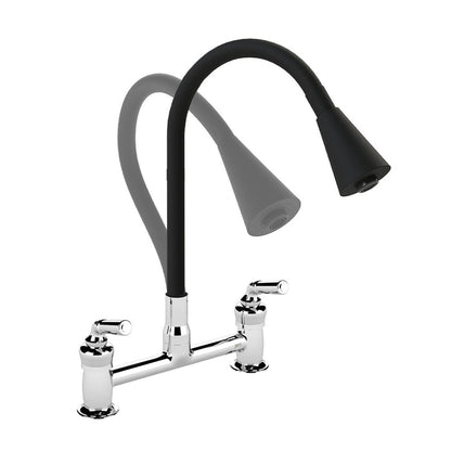 Combinación Lavaplatos Flexible Houston Flex Duo Cromo/Negro