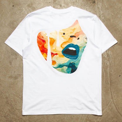 Droplet Face 014 Back Print - Tshirt - White