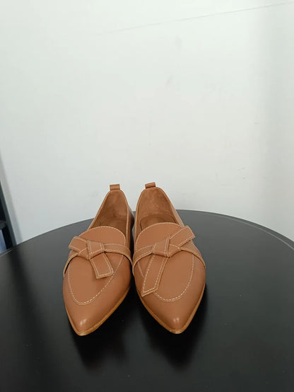 Flattered Ally Cognac Leather-skinnloafers