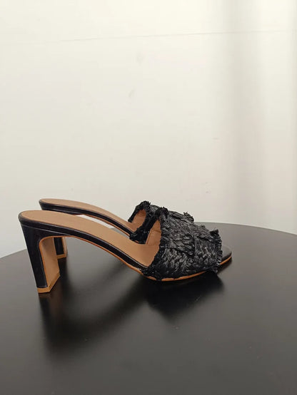 Flattered Black Braided heels-klackar