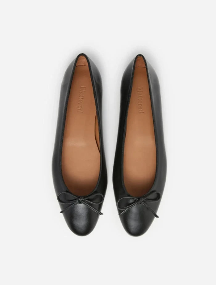 Flattered Bodil Leather Black-skinnballerinaskor