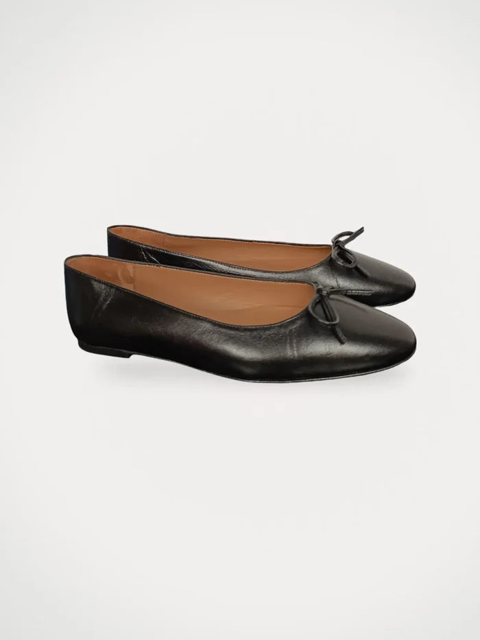 Flattered Bodil Leather Black-skinnballerinaskor