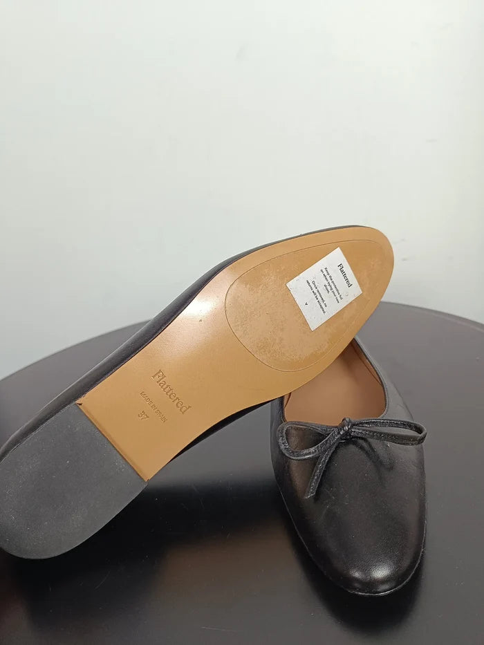 Flattered Bodil Leather Black-skinnballerinaskor