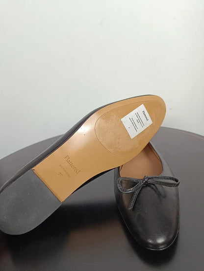Flattered Bodil Leather Black-skinnballerinaskor