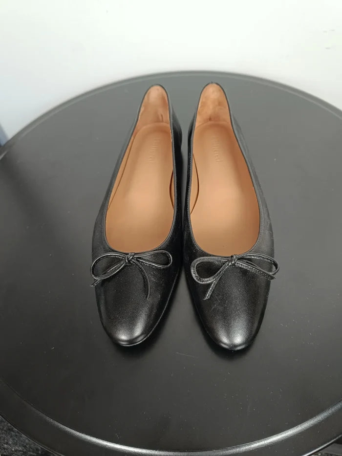 Flattered Bodil Leather Black-skinnballerinaskor