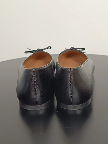 Flattered Bodil Leather Black-skinnballerinaskor