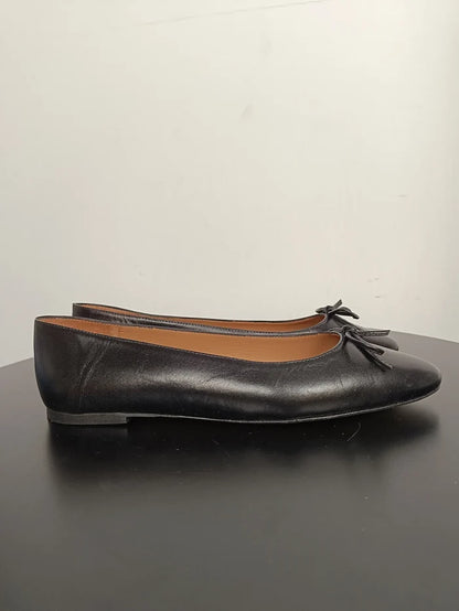 Flattered Bodil Leather Black-skinnballerinaskor
