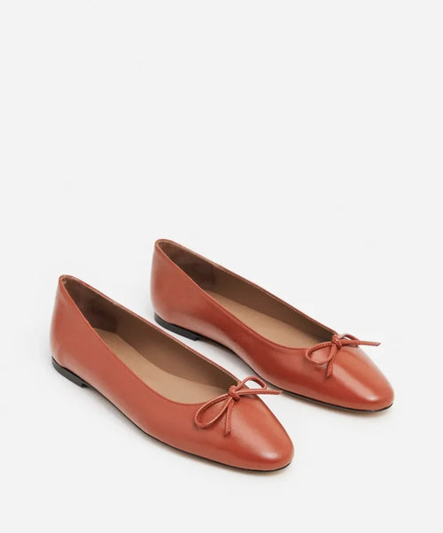 Flattered Bodil Leather Brick Red-skinnballerinaskor