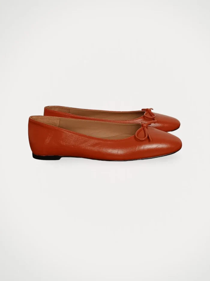 Flattered Bodil Leather Brick Red-skinnballerinaskor