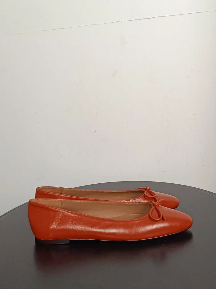 Flattered Bodil Leather Brick Red-skinnballerinaskor