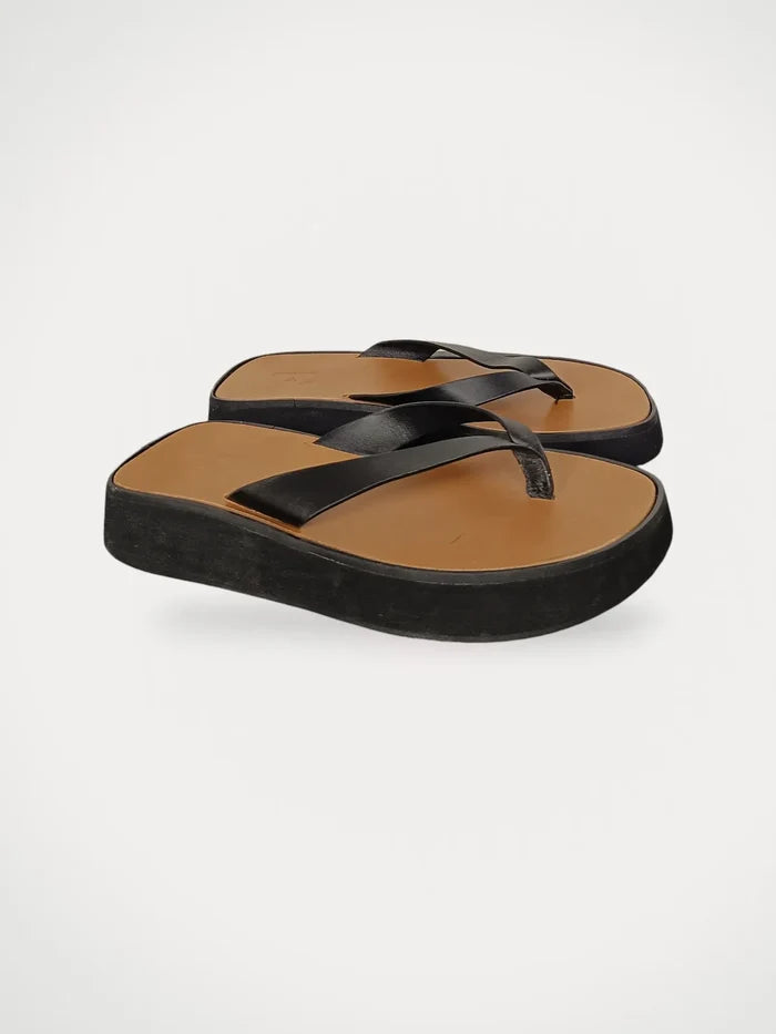 Flattered Brooke black leather-skinnflip-flops