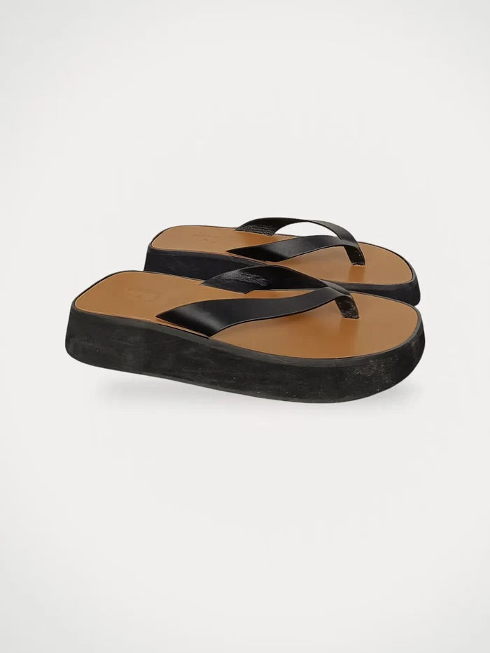 Flattered Brooke Black Leather-skinnflip-flops