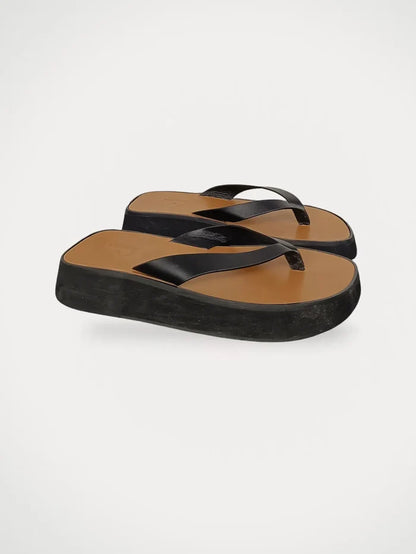 Flattered Brooke Black Leather-skinnflip-flops