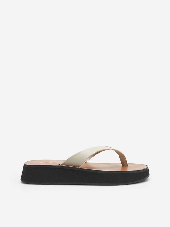 Flattered Brooke creme leather-skinnflip-flops