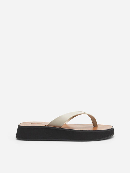 Flattered Brooke creme leather-skinnflip-flops