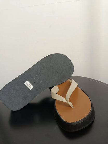 Flattered Brooke creme leather-skinnflip-flops