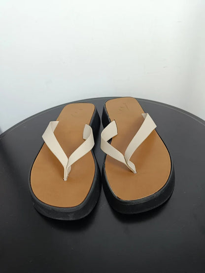 Flattered Brooke creme leather-skinnflip-flops