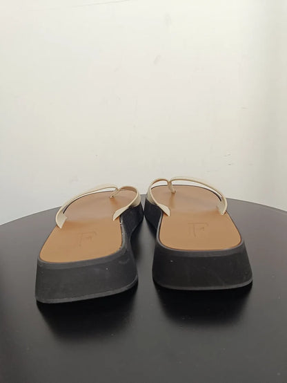 Flattered Brooke creme leather-skinnflip-flops
