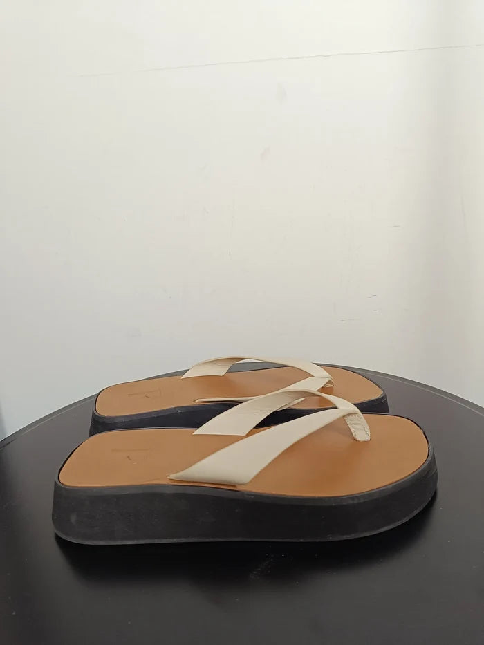 Flattered Brooke creme leather-skinnflip-flops