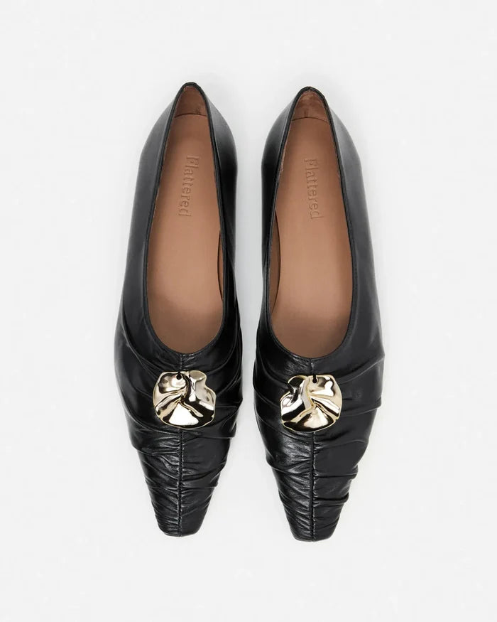 Flattered Florence Black-skinnballerinaskor NWOT