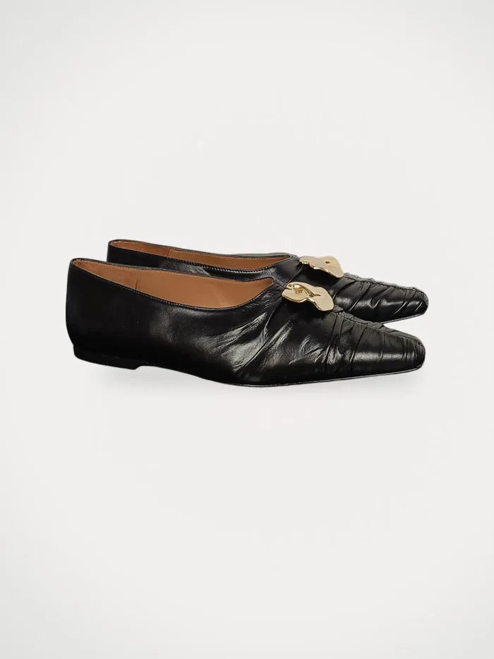 Flattered Florence Black-skinnballerinaskor NWOT