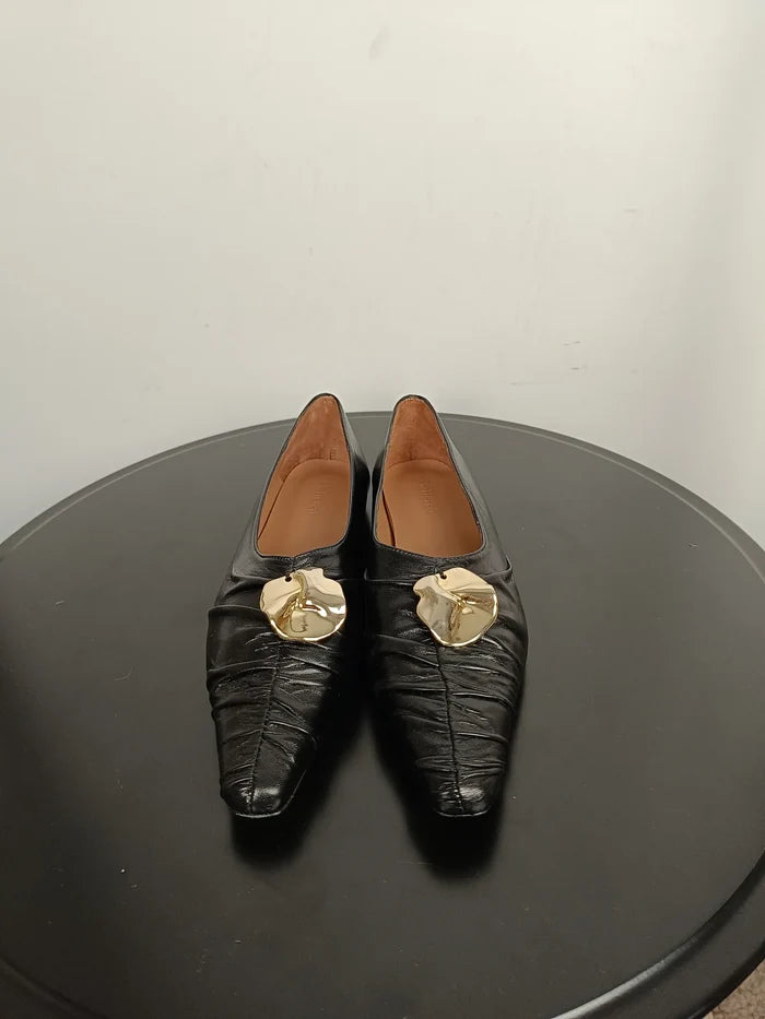 Flattered Florence Black-skinnballerinaskor NWOT