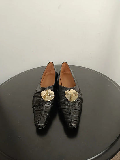 Flattered Florence Black-skinnballerinaskor NWOT