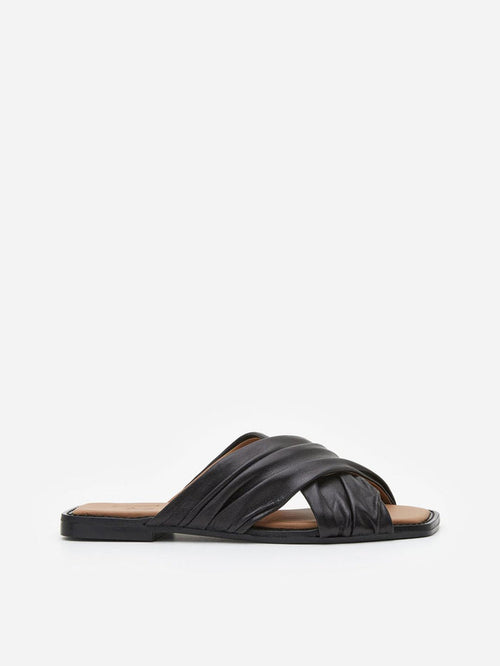 Flattered Gabriella Black Leather-skinnsandaler NWOT
