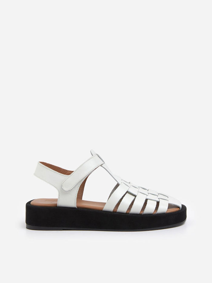 Flattered Gigi White Leather-skinnsandaler