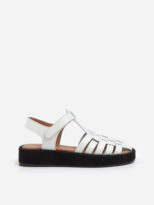 Flattered Gigi White Leather-skinnsandaler