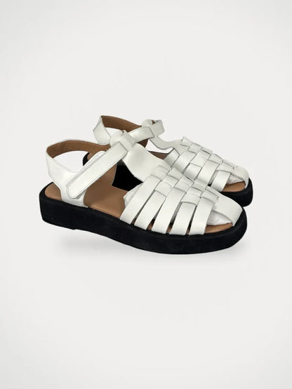 Flattered Gigi White Leather-skinnsandaler
