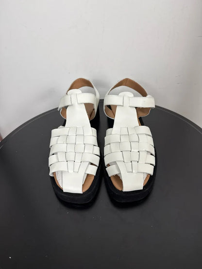 Flattered Gigi White Leather-skinnsandaler