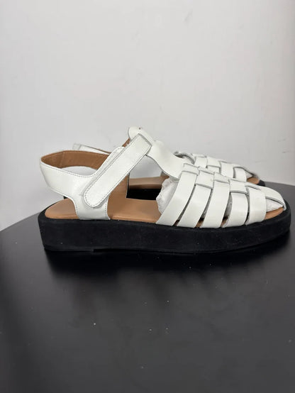 Flattered Gigi White Leather-skinnsandaler