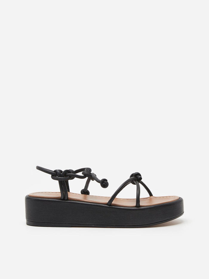 Flattered Heather Leather Black-skinnsandaler NWOT