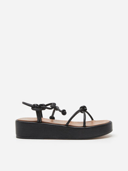 Flattered Heather Leather Black-skinnsandaler NWOT
