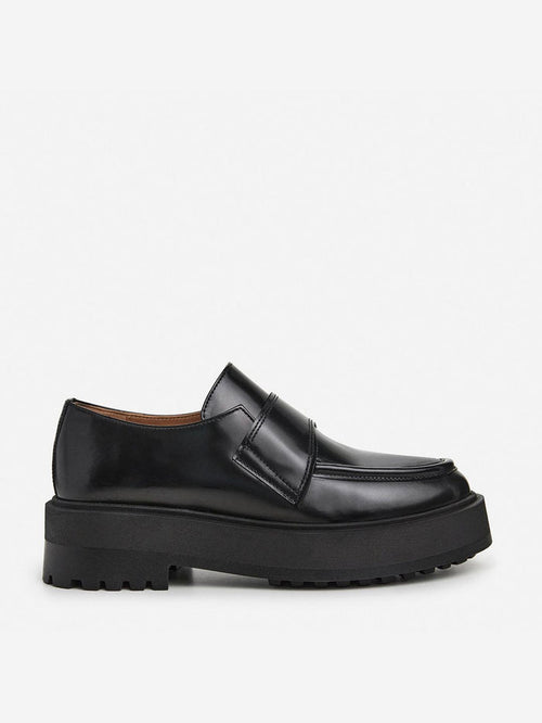 Flattered Leo Leather Black-skinnloafers