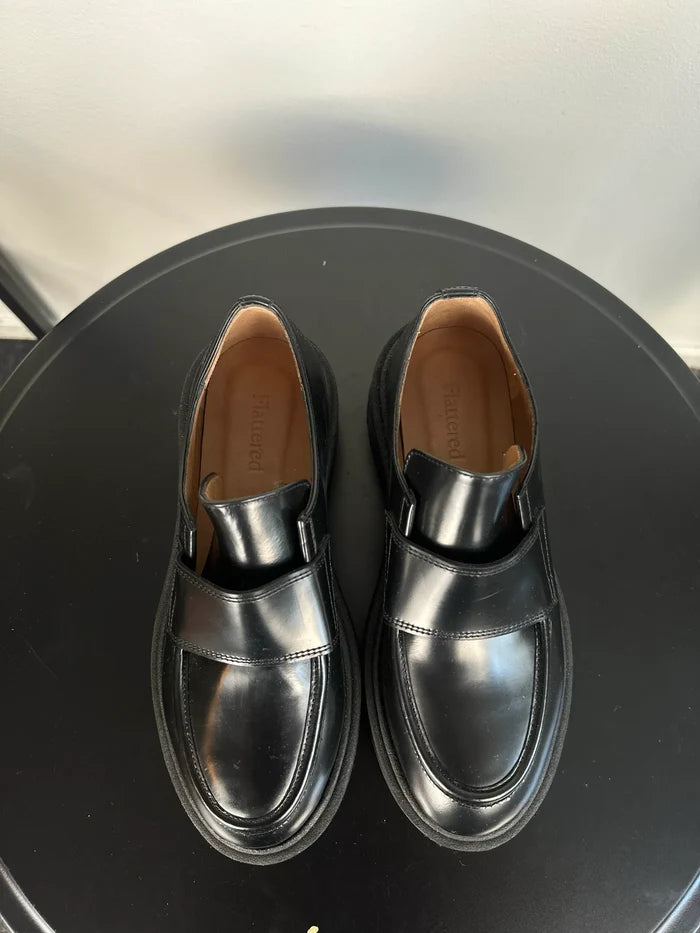 Flattered Leo Leather Black-skinnloafers