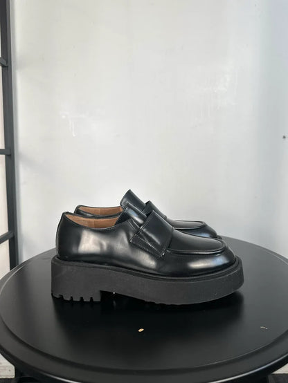 Flattered Leo Leather Black-skinnloafers