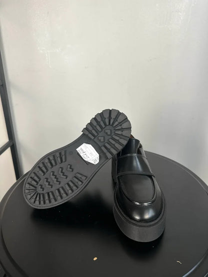 Flattered Leo Leather Black-skinnloafers